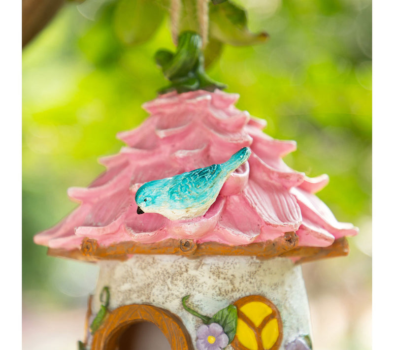 Glitzhome 9''H Resin Roof Outdoor Garden Birdhouse — View 4