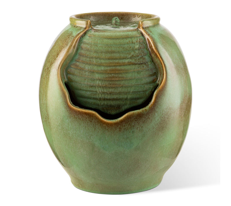Glitzhome 11.5"H Ceramic Sage Green Pot Table Fountain — Main view
