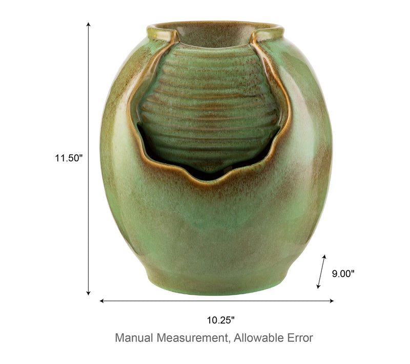 Glitzhome 11.5"H Ceramic Sage Green Pot Table Fountain — View 7