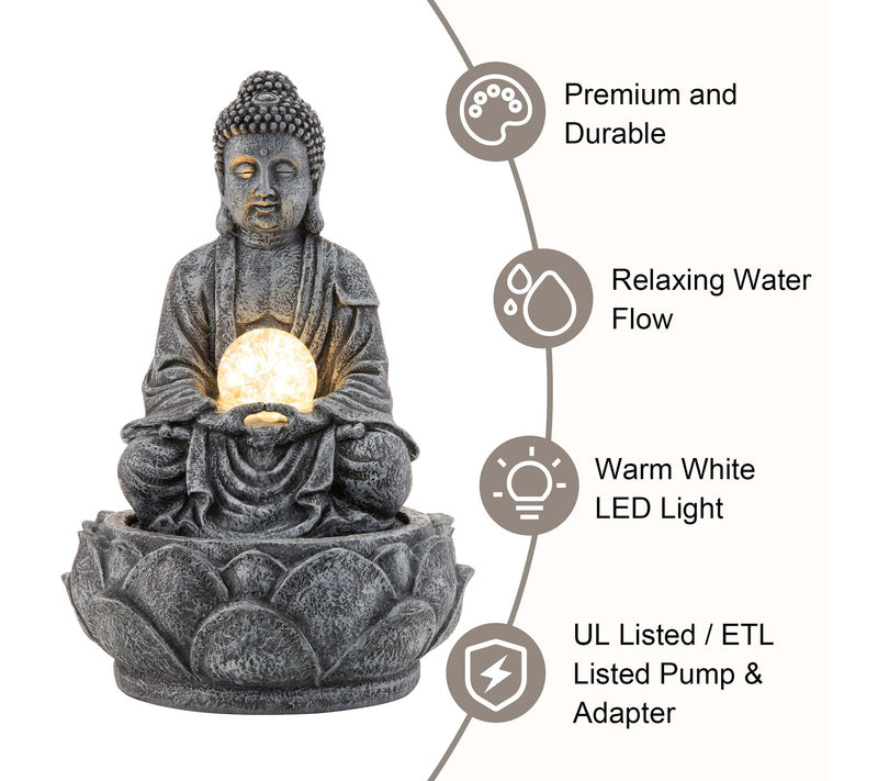 Glitzhome 12"H Zen-Style Polyresin Table Fountain — View 6