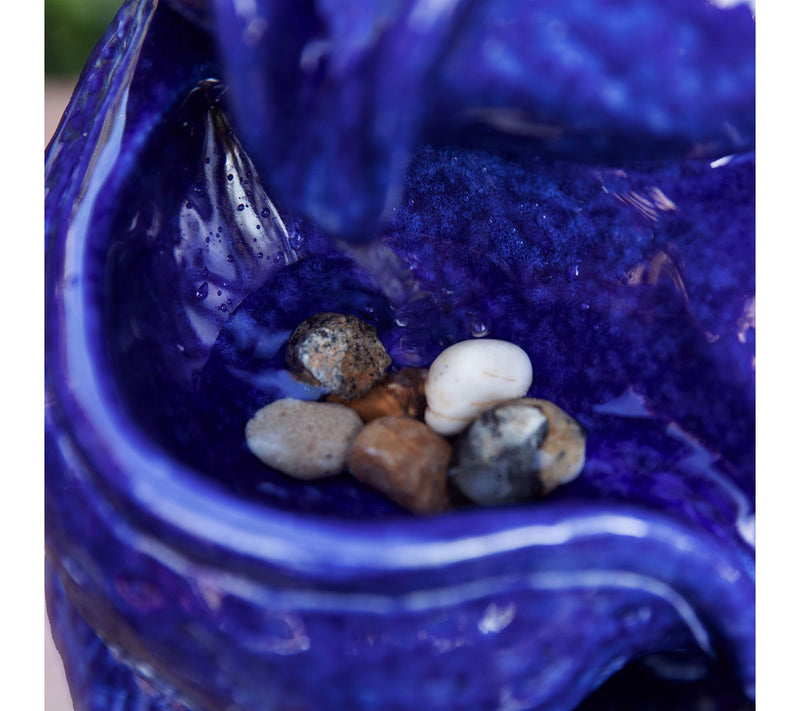Glitzhome 11.75"H 4-Tiered Ceramic Cobalt BlueTable Fountain — View 4