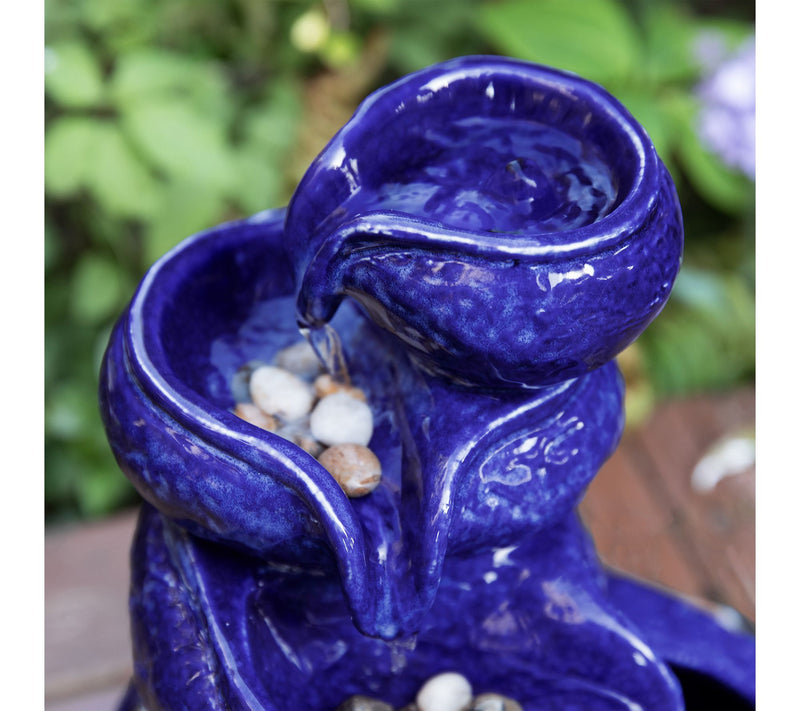 Glitzhome 11.75"H 4-Tiered Ceramic Cobalt BlueTable Fountain — View 3