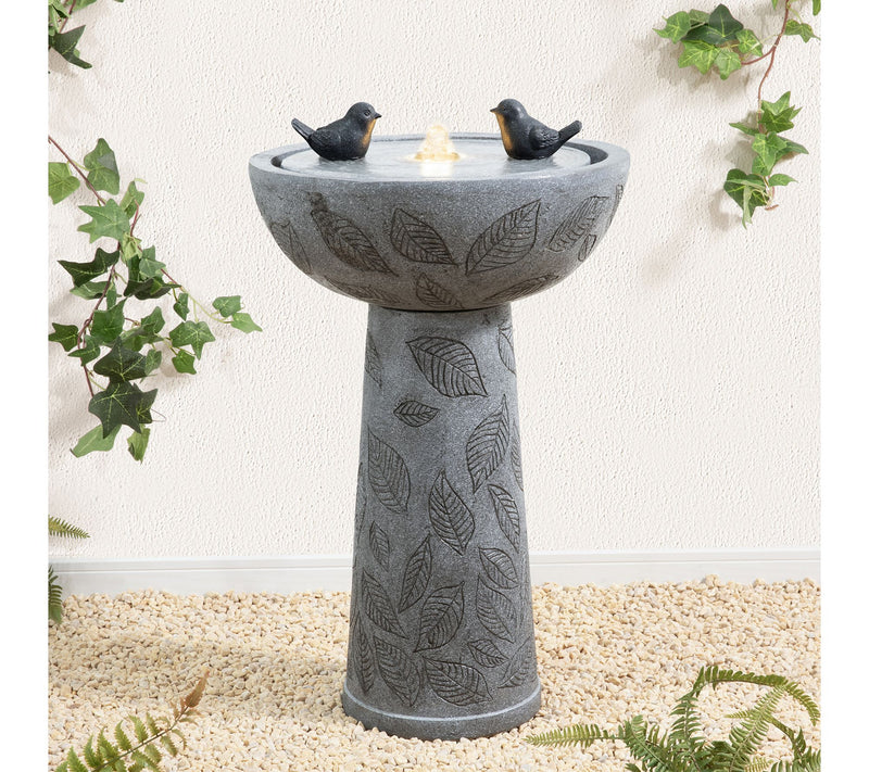 Glitzhome 27.5"H Birdbath Polyresin Outdoor Fountain with Bird — View 2