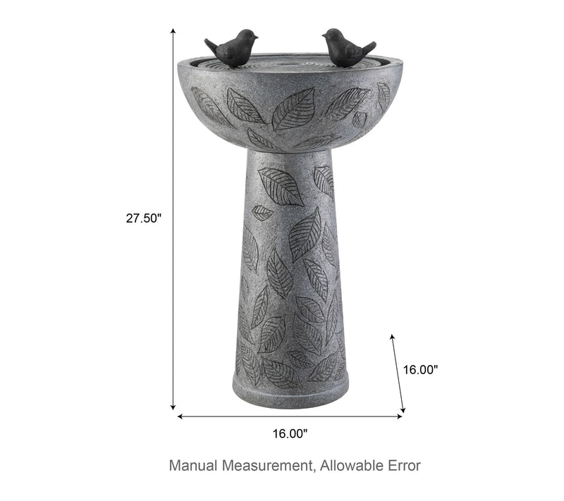 Glitzhome 27.5"H Birdbath Polyresin Outdoor Fountain with Bird — View 7