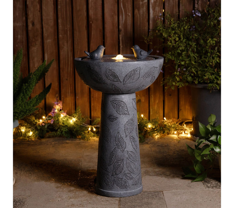 Glitzhome 27.5"H Birdbath Polyresin Outdoor Fountain with Bird — View 3