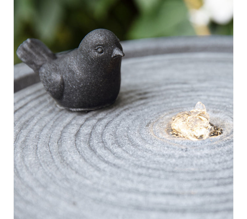 Glitzhome 27.5"H Birdbath Polyresin Outdoor Fountain with Bird — View 4