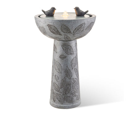 Glitzhome 27.5"H Birdbath Polyresin Outdoor Fountain with Bird