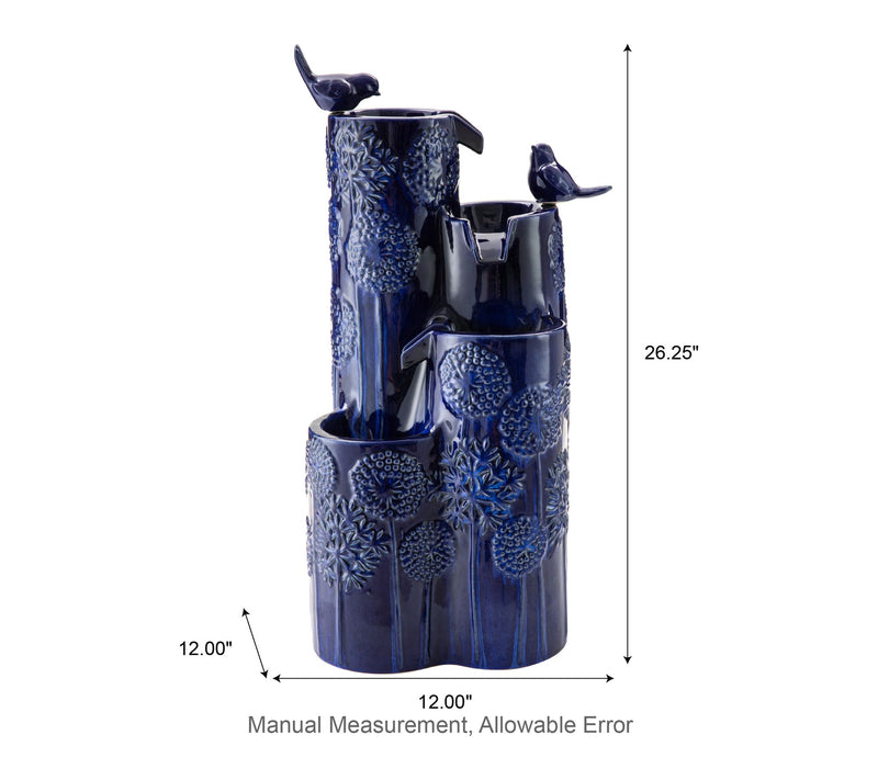 Glitzhome 26.25"H 4-Tier Dandelion Texture Ceramic Floor Fount — View 7