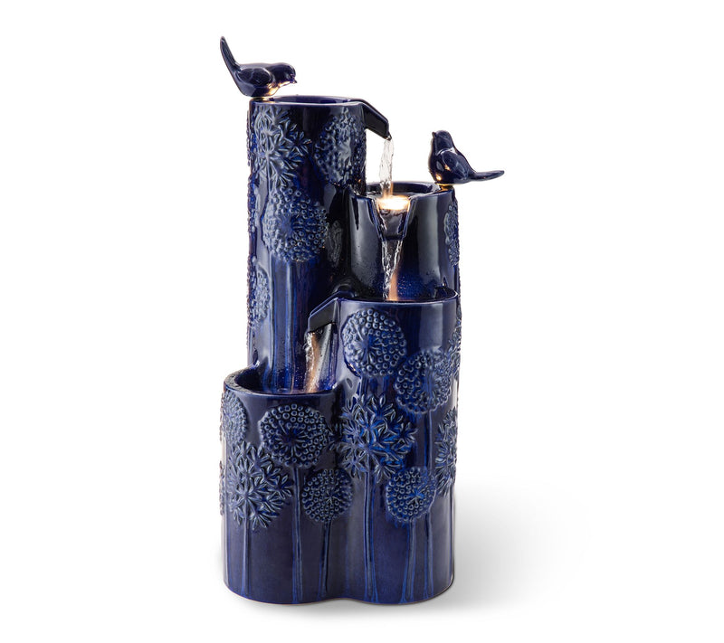 Glitzhome 26.25"H 4-Tier Dandelion Texture Ceramic Floor Fount — View 11