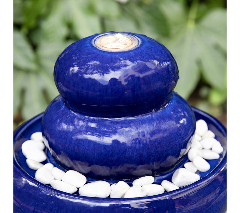 Glitzhome 22"H Zen-Style Cobalt Pebbles OutdoorCeramic Founta — View 4
