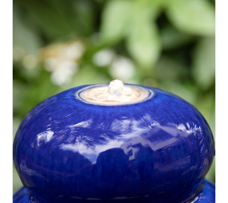 Glitzhome 22"H Zen-Style Cobalt Pebbles OutdoorCeramic Founta — View 5