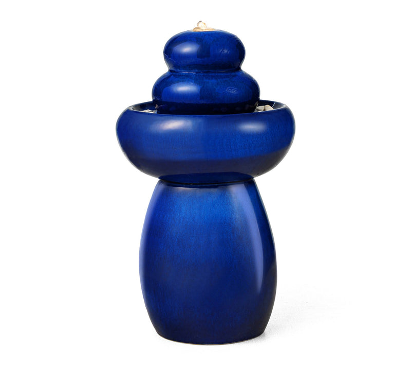 Glitzhome 22"H Zen-Style Cobalt Pebbles OutdoorCeramic Founta — View 9