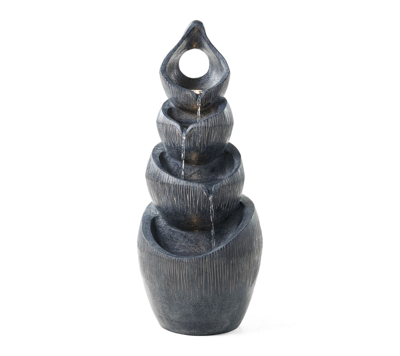 Glitzhome 34"H 4-Tiered Zen-Style Alms Bowl Outdoor Fountain — Main view