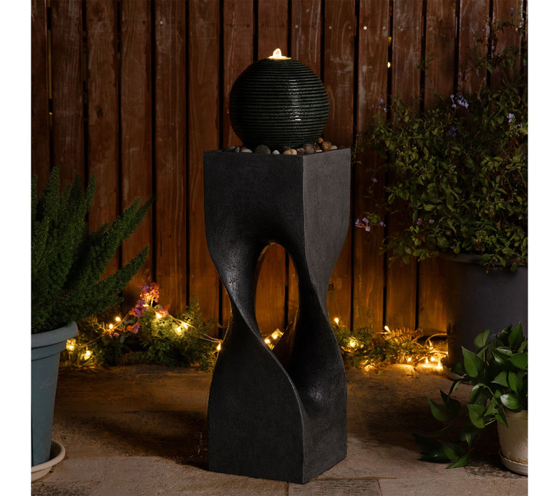 Glitzhome 36.5"H Modern Geometric Pedestal Sphere Floor Founta — View 3