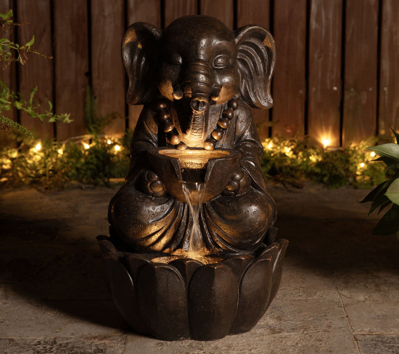 Glitzhome 21.75"H 2-Tiered Zen-Style Animal Outdoor Fountain — View 3