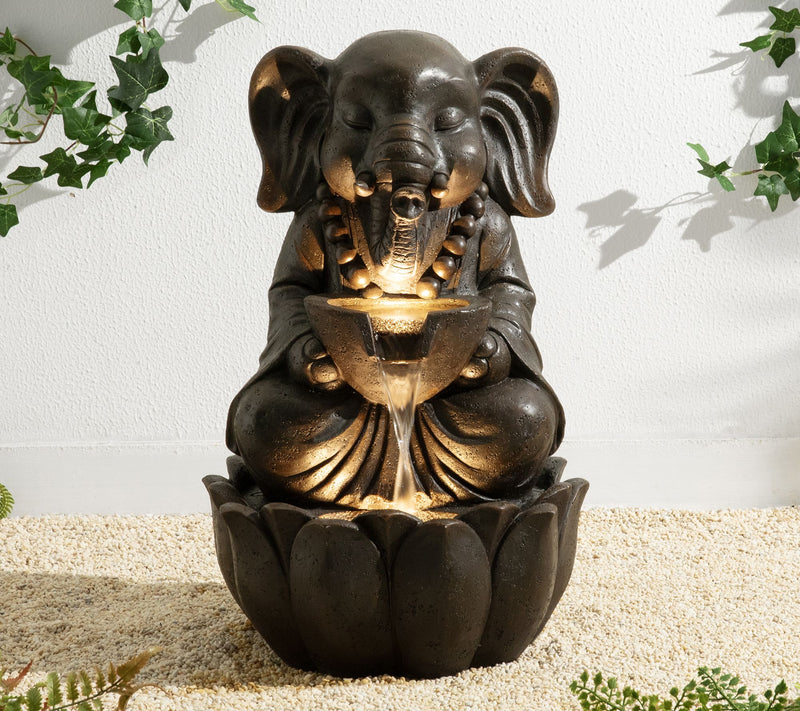 Glitzhome 21.75"H 2-Tiered Zen-Style Animal Outdoor Fountain — View 2