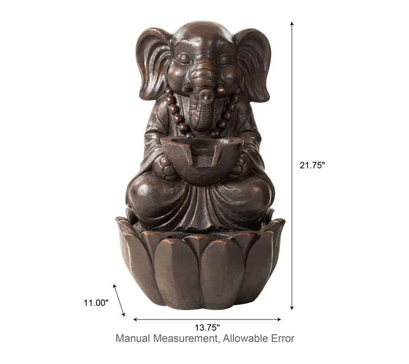 Glitzhome 21.75"H 2-Tiered Zen-Style Animal Outdoor Fountain — View 7