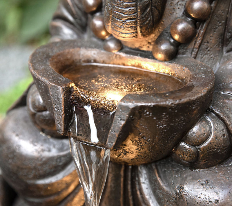 Glitzhome 21.75"H 2-Tiered Zen-Style Animal Outdoor Fountain — View 4