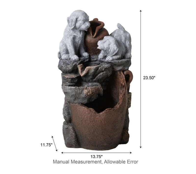 Glitzhome 23.5"H 4-Tiered Dogs and Pot OutdoorFountain — View 7