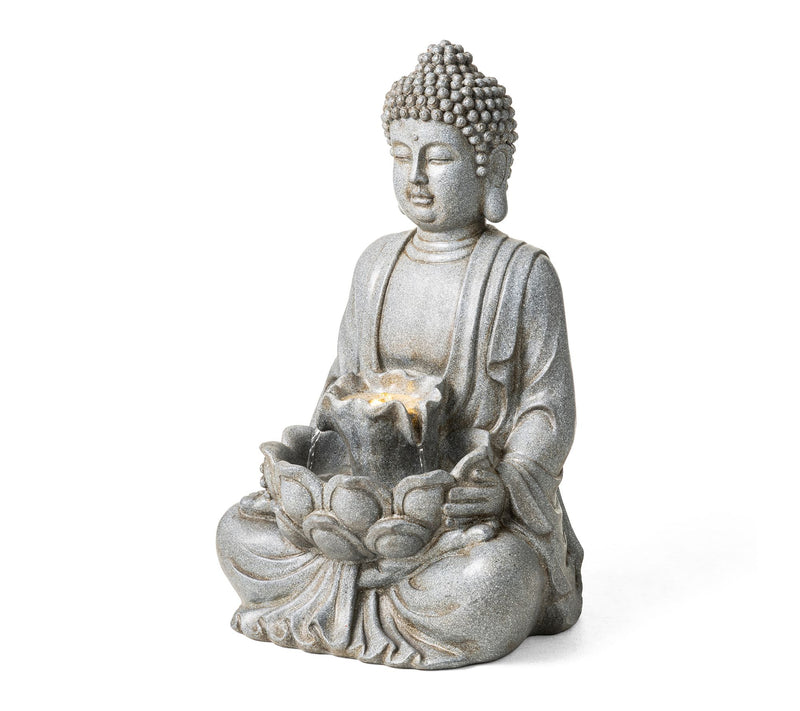 Glitzhome 23.25"H Zen Style Meditating Buddha Statue Fountain — Main view