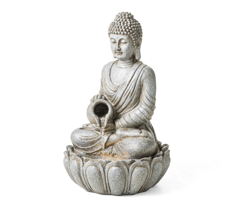 Glitzhome 20.5"H Zen Style Meditating Buddha Statue Fountain — Main view