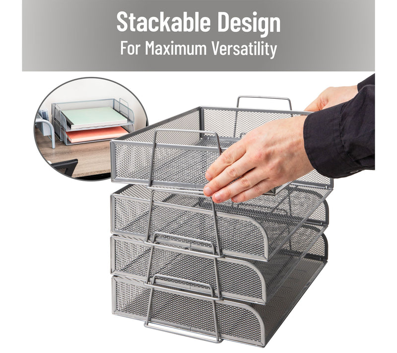 Mind Reader Stackable Paper Tray, Desktop Organizer 4 Pcs. — View 4