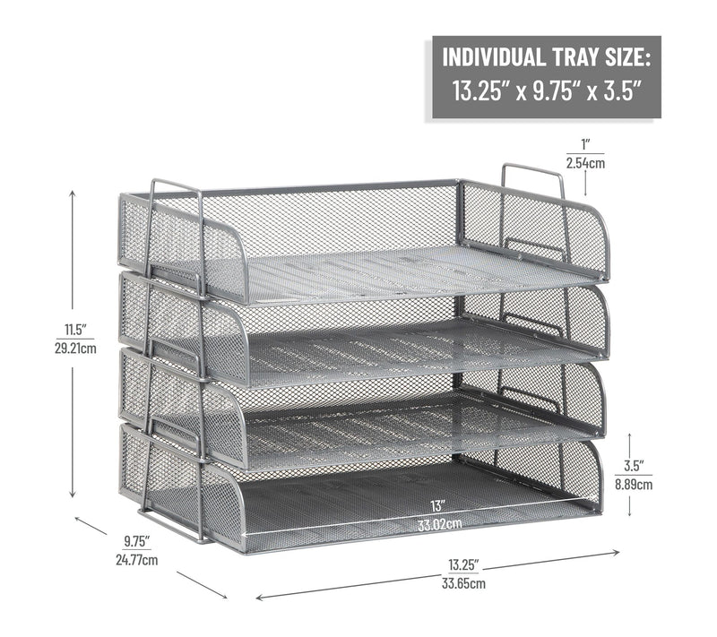 Mind Reader Stackable Paper Tray, Desktop Organizer 4 Pcs. — View 3