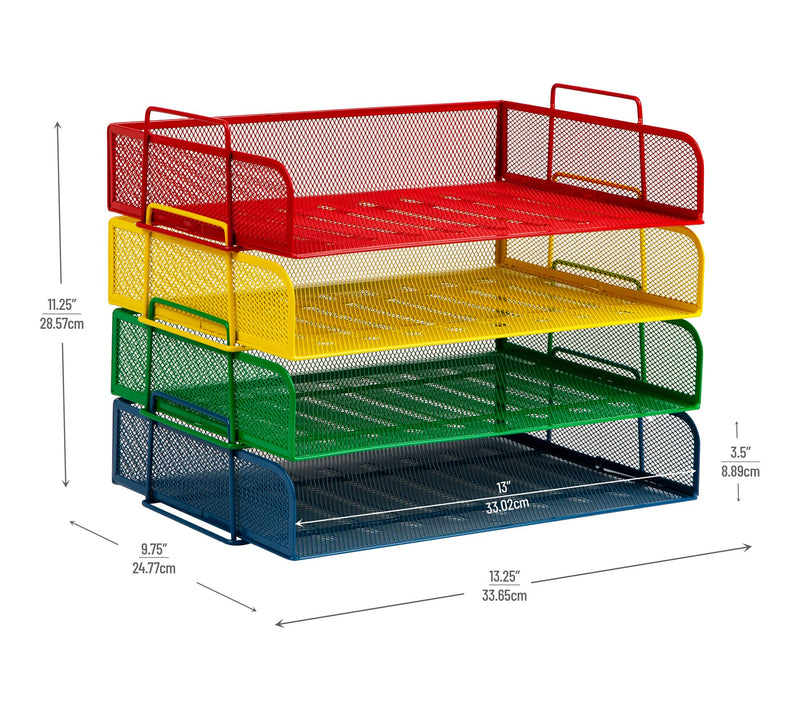 Mind Reader Stackable Paper Tray, 4 Pcs, Multi — View 3