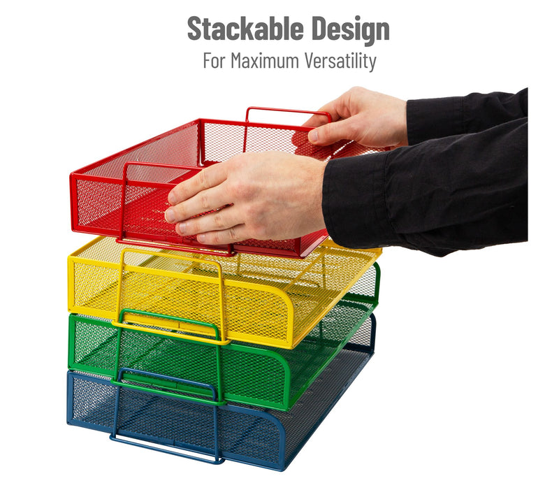 Mind Reader Stackable Paper Tray, 4 Pcs, Multi — View 4