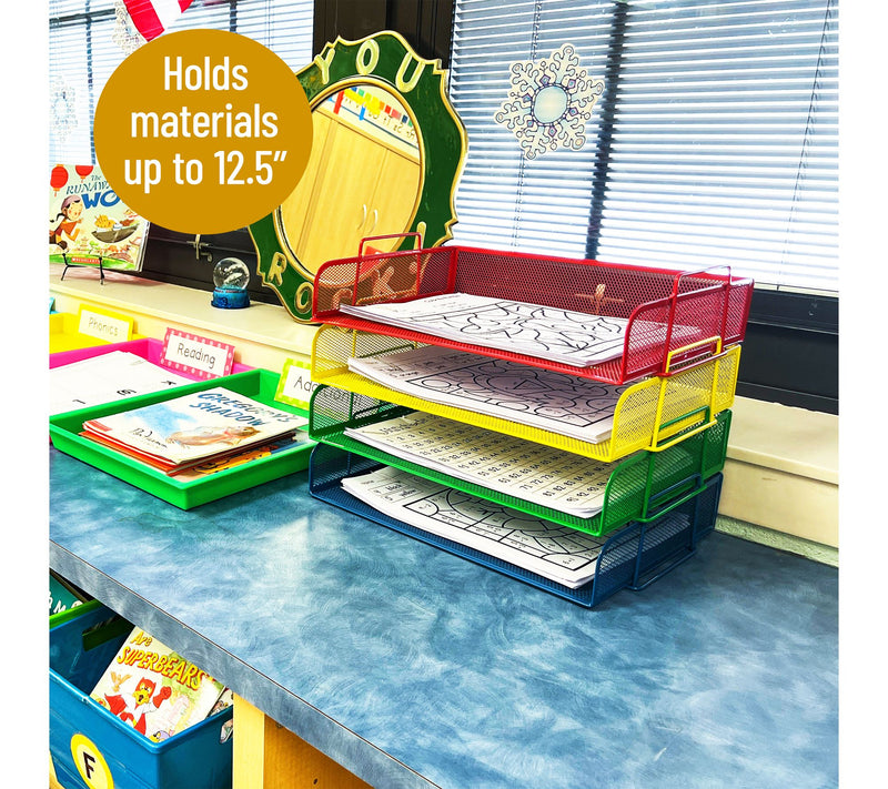 Mind Reader Stackable Paper Tray, 4 Pcs, Multi — View 2