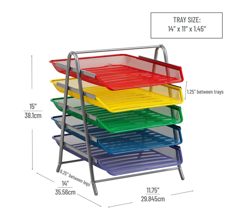 Mind Reader 5-Tier Paper Tray Organizer with Multicolor Trays — View 3