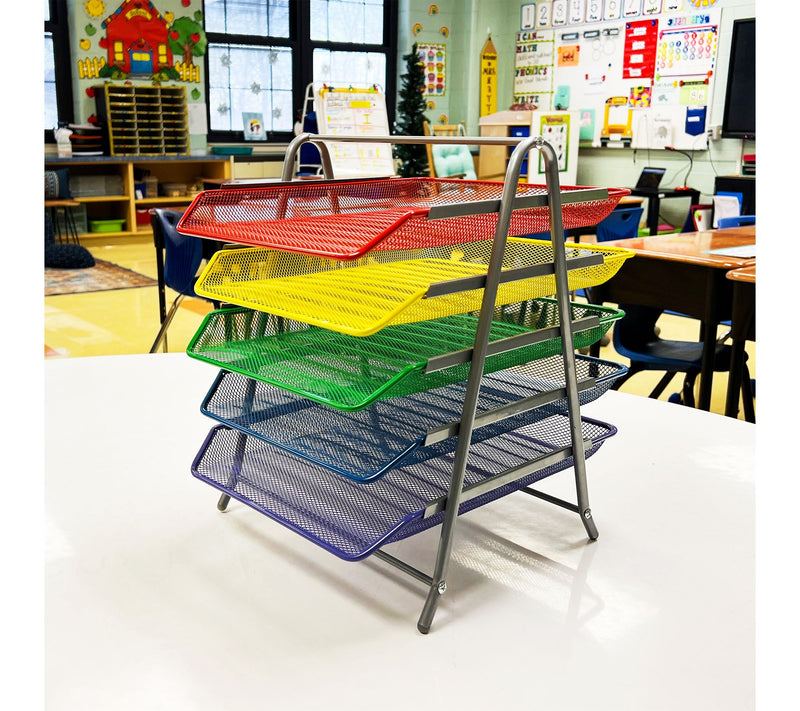 Mind Reader 5-Tier Paper Tray Organizer with Multicolor Trays — View 4