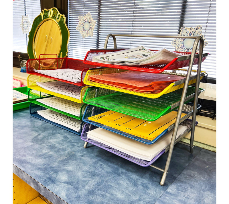 Mind Reader 5-Tier Paper Tray Organizer with Multicolor Trays — View 2