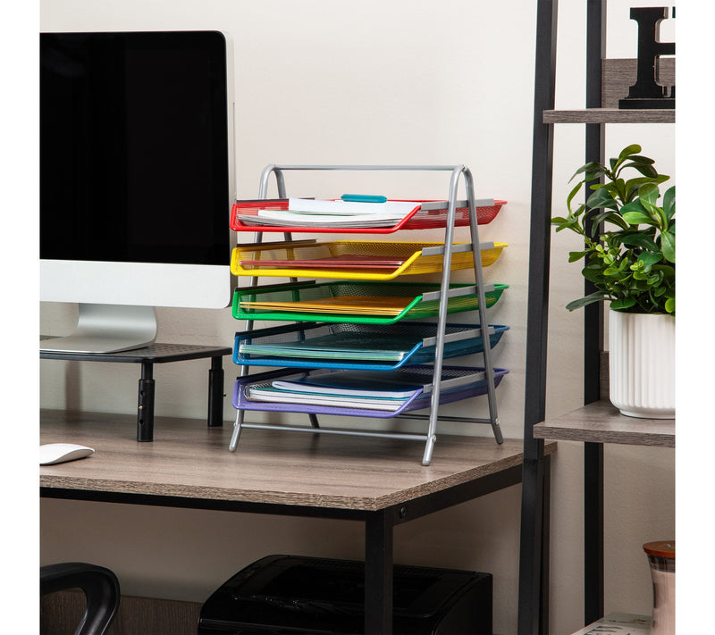 Mind Reader 5-Tier Paper Tray Organizer with Multicolor Trays — View 6
