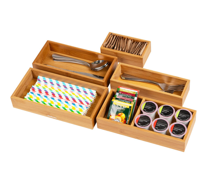 Mind Reader 5-Piece Bamboo Drawer Organizer Set, Brown — View 4