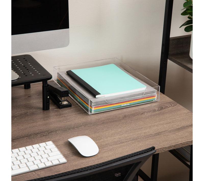 Mind Reader Paper Tray, Desktop Organizer, FileStorage, Clear — View 2