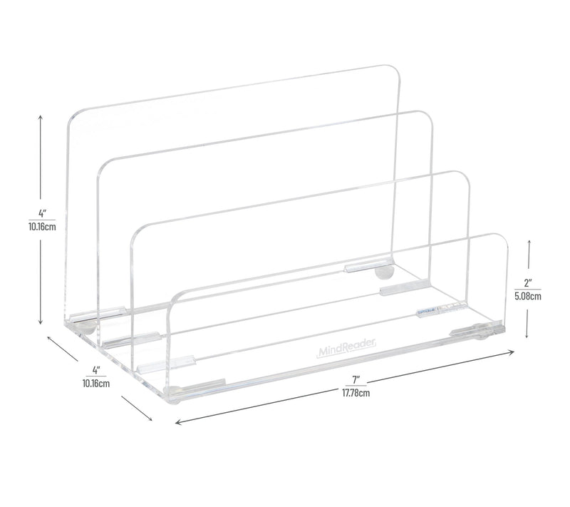 Mind Reader 3-Tier Mail Sorter Mail Organizer,Clear — View 3