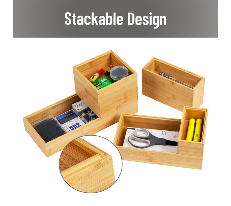 Mind Reader 7-Piece Bamboo Drawer Organizer Set, Brown — View 5