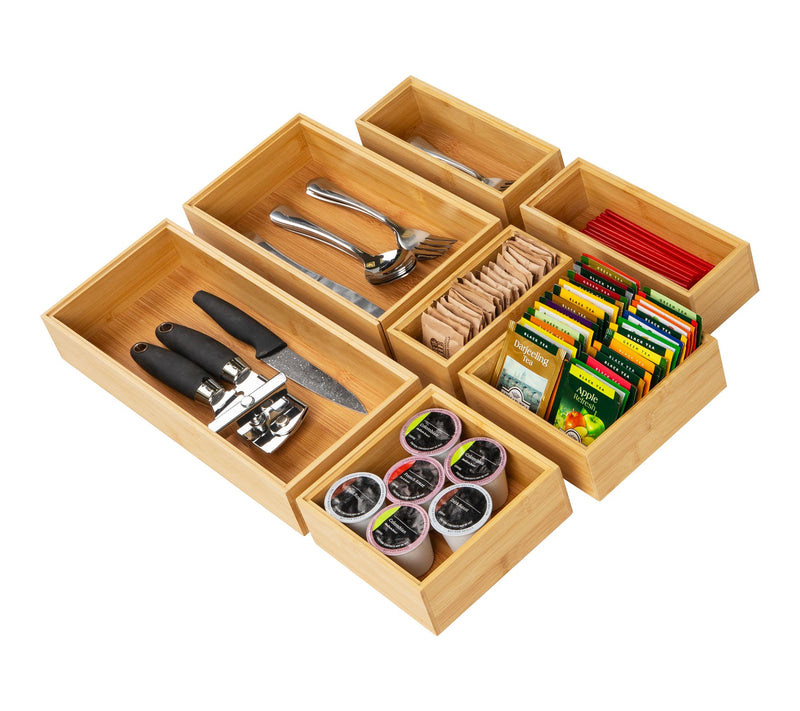 Mind Reader 7-Piece Bamboo Drawer Organizer Set, Brown — View 4