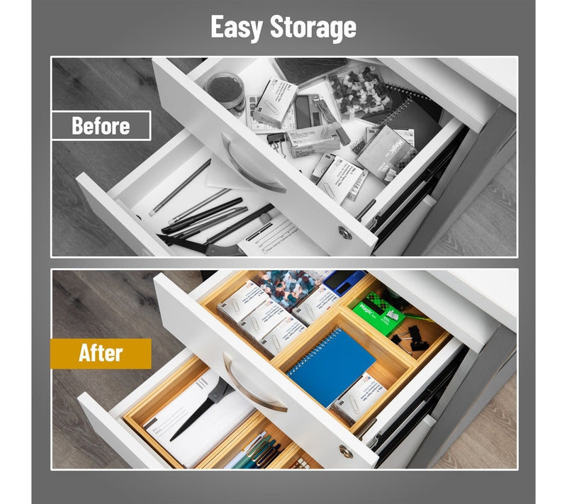 Mind Reader 7-Piece Bamboo Drawer Organizer Set, Brown — View 2