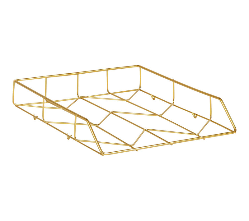 Mind Reader Gold Geometric Paper Tray, Modern Organizer — View 6