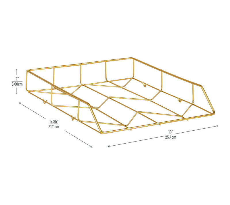 Mind Reader Gold Geometric Paper Tray, Modern Organizer — View 3