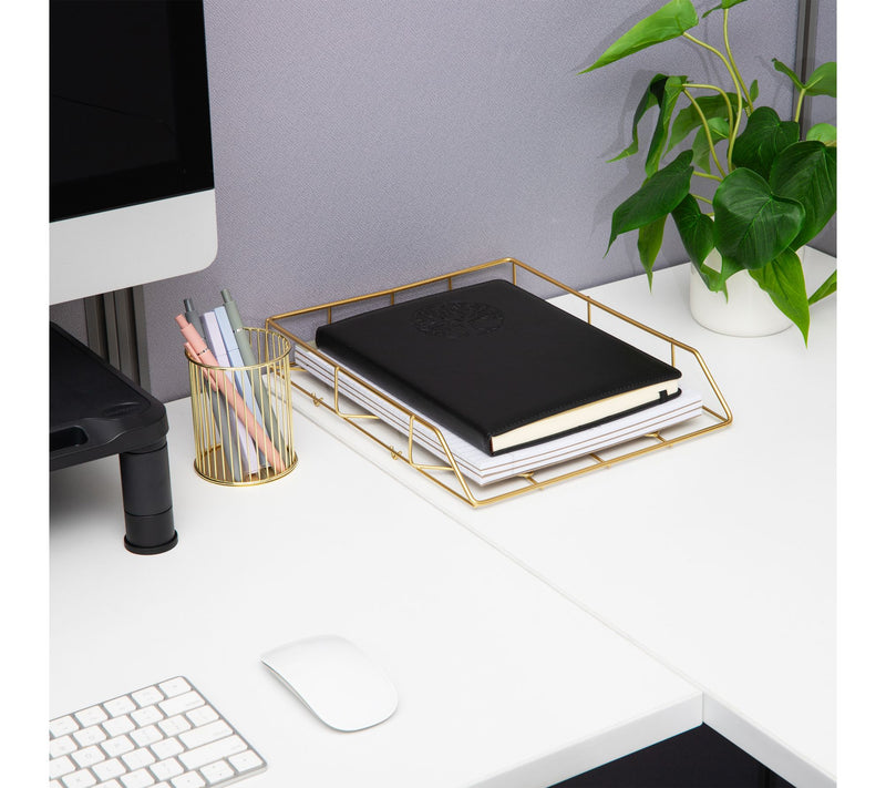 Mind Reader Gold Geometric Paper Tray, Modern Organizer — View 5