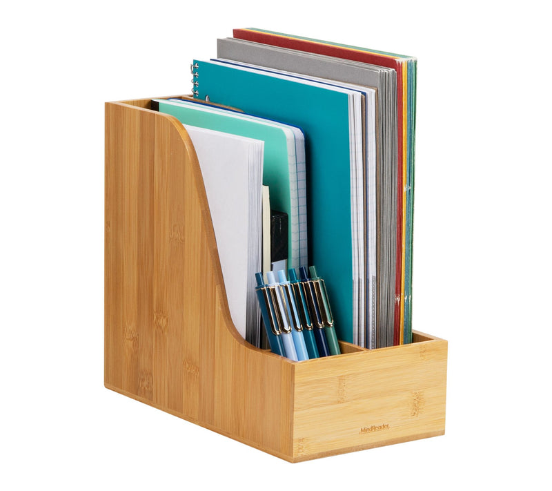 Mind Reader Vertical File Storage, Desktop Organizer, Brown — View 9