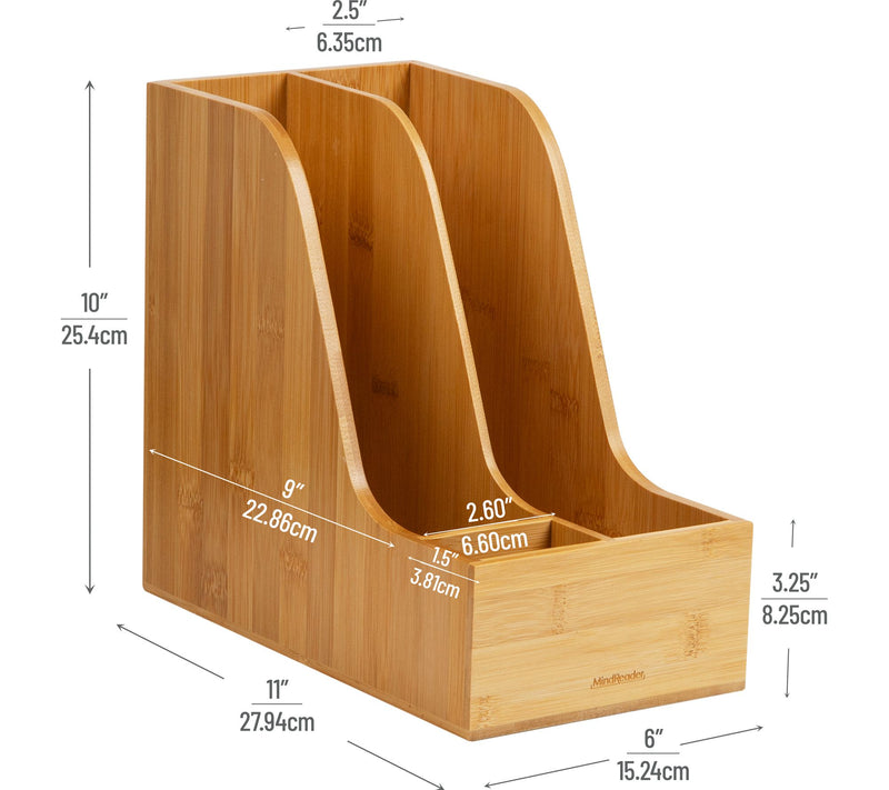 Mind Reader Vertical File Storage, Desktop Organizer, Brown — View 3