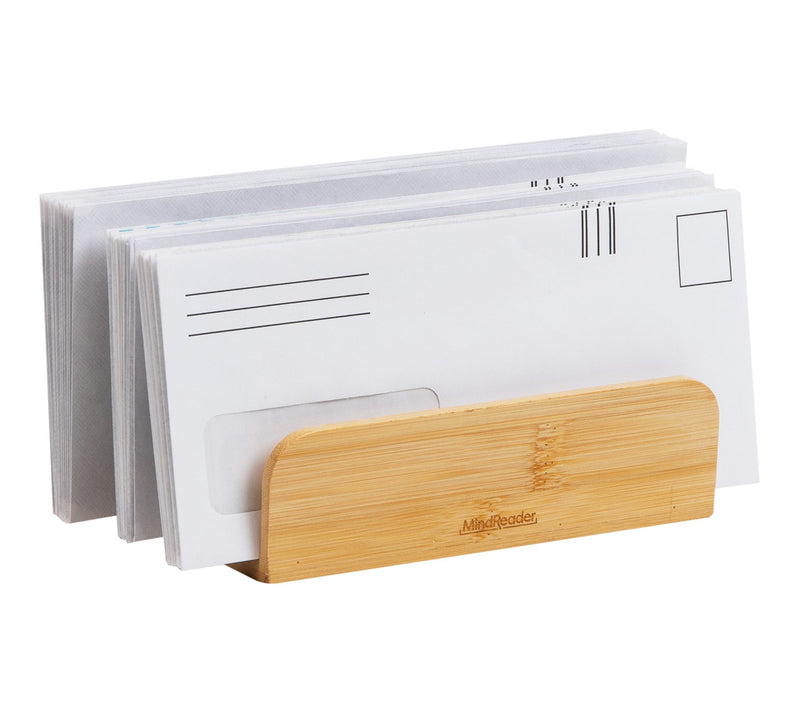Mind Reader 3-Tier Mail Sorter, Desktop Organizer, Brown — Main view