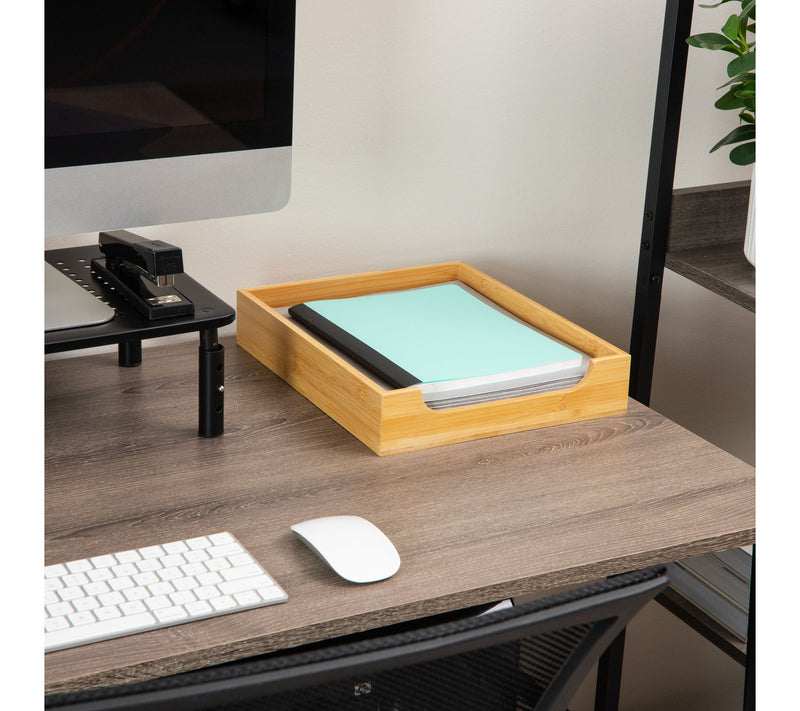 Mind Reader Paper Tray, Desktop Organizer, FileStorage, Brown — View 2
