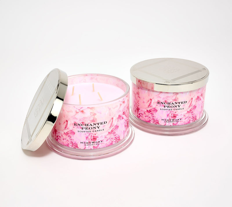 HomeWorx by Slatkin + Co. S/2 18oz Enchanted Peony Candles — Main view