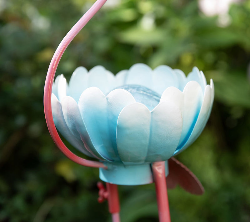 Glitzhome 26.25"H Metal Solar Standing FlamingoGarden Statue — View 4
