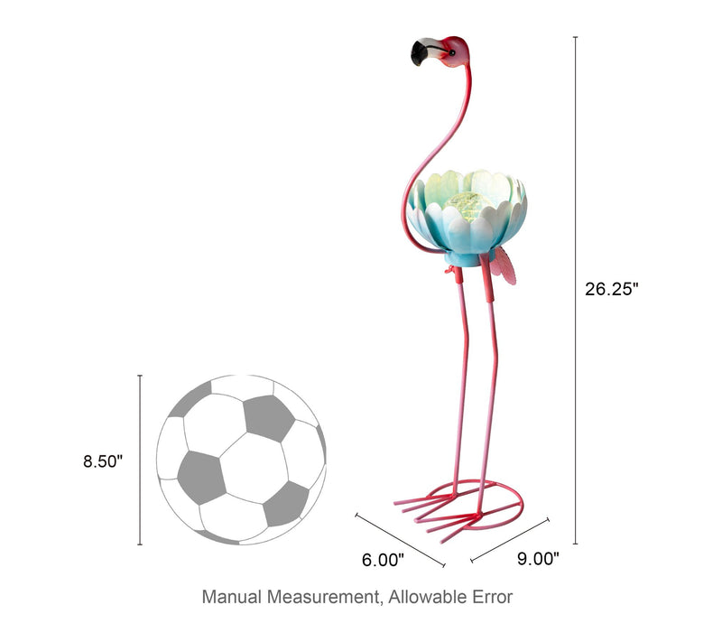 Glitzhome 26.25"H Metal Solar Standing FlamingoGarden Statue — View 6